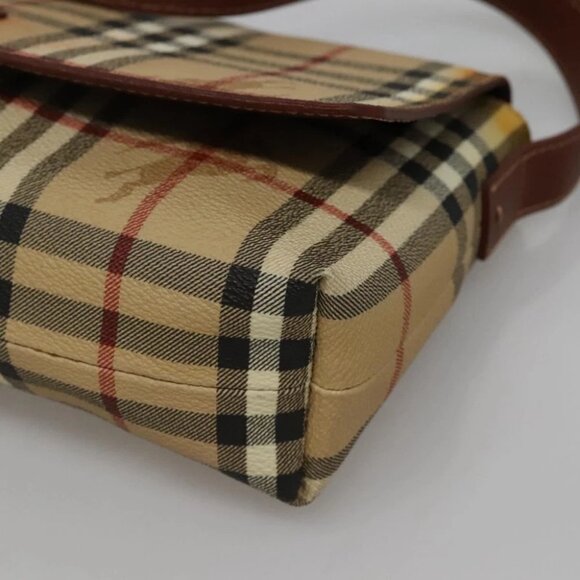 BURBERRY Nova Check Shoulder Bag PVC Leather Beige - Picture 9 of 16
